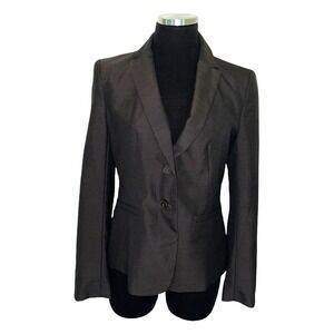 Ann Taylor Blazer Jacket Women Sz 6P 2 Button Lined Brown Wool Blend Career